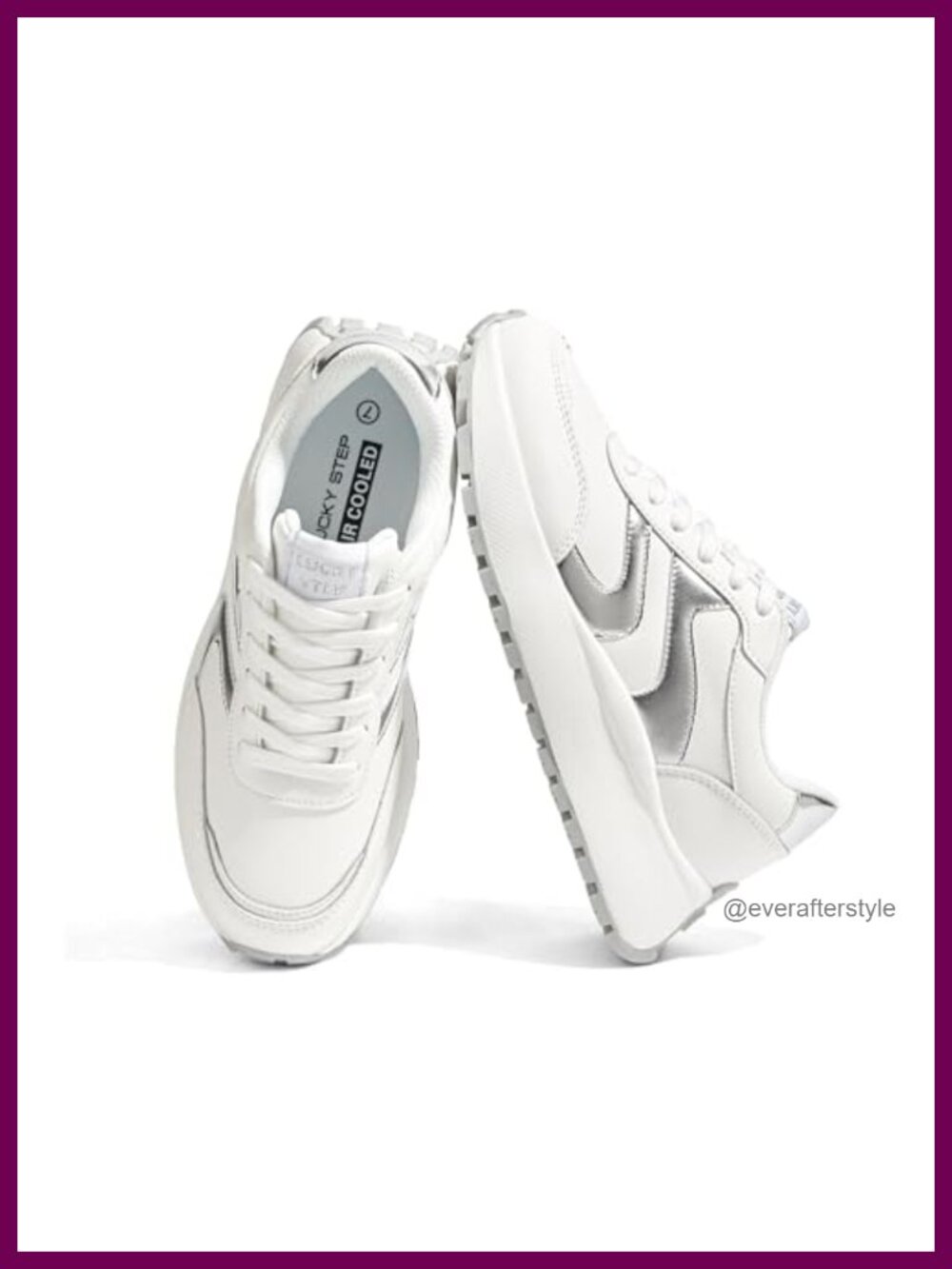 LUCKY STEP Women's Retro Fashion Sneakers Platform Lace-Up Walking Shoes